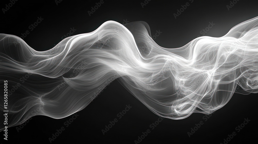 White smoke waves dark background design White smoke waves dark background design