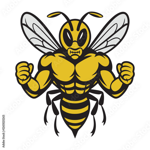 Buff Bumblebee Fitness Vector – Fun Bee Gym Design for Workout Enthusiasts