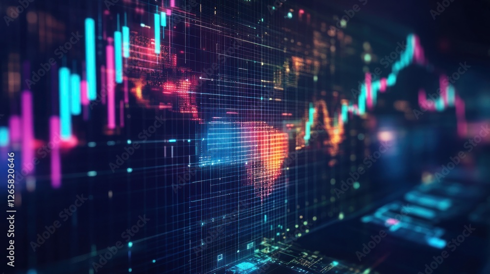 Abstract digital financial chart with grid lines and glowing elements Abstract digital financial chart with grid lines and glowing elements