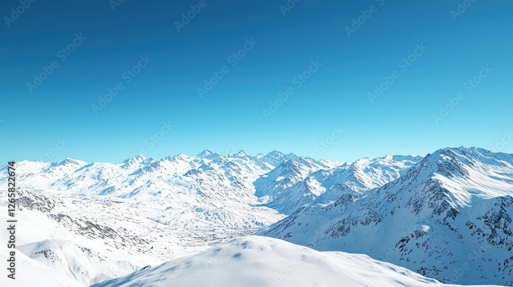 Bright Blue Sky Over Snow Covered Mountain Range Bright Blue Sky Over Snow Covered Mountain Range