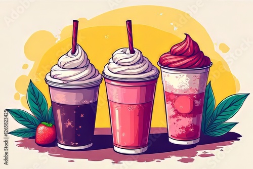 Delicious Cold Drinks with Whipped Cream - Refreshing Summer Beverages