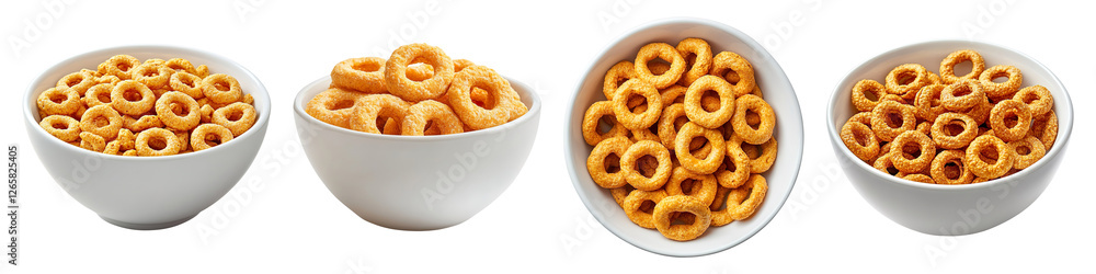 Bowls of cereal rings collection isolated on transparent background Bowls of cereal rings collection isolated on transparent background