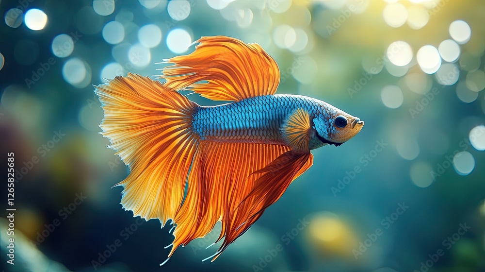 Brilliant tropical fish with vivid, colorful fins gliding gracefully inside a crystal-clear aquarium Brilliant tropical fish with vivid, colorful fins gliding gracefully inside a crystal-clear aquarium