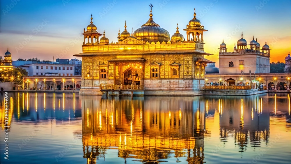 Obraz premium Golden Temple Amritsar, India: Intricate Macro Details of Sacred Architecture