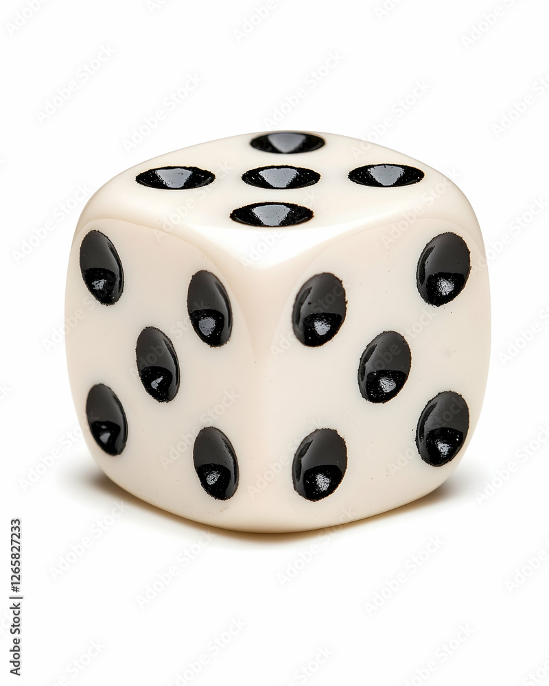 Single die on white background for gaming, gambling illustrations and backgrounds Single die on white background for gaming, gambling illustrations and backgrounds