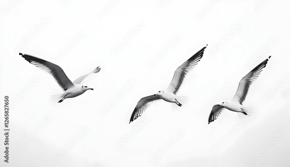 Black and White Seagulls in Flight – Minimalist Aesthetic Black and White Seagulls in Flight – Minimalist Aesthetic