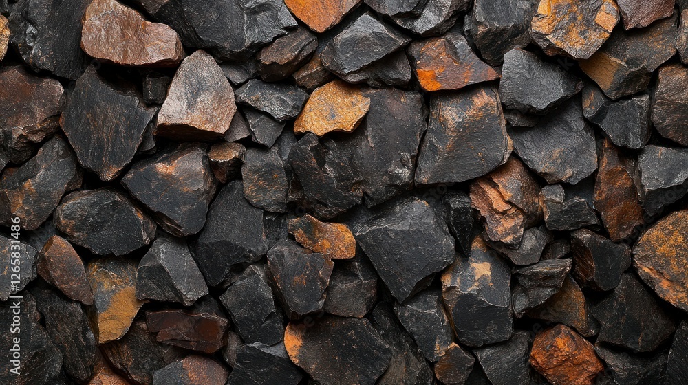 Dark, textured stone chips background Dark, textured stone chips background