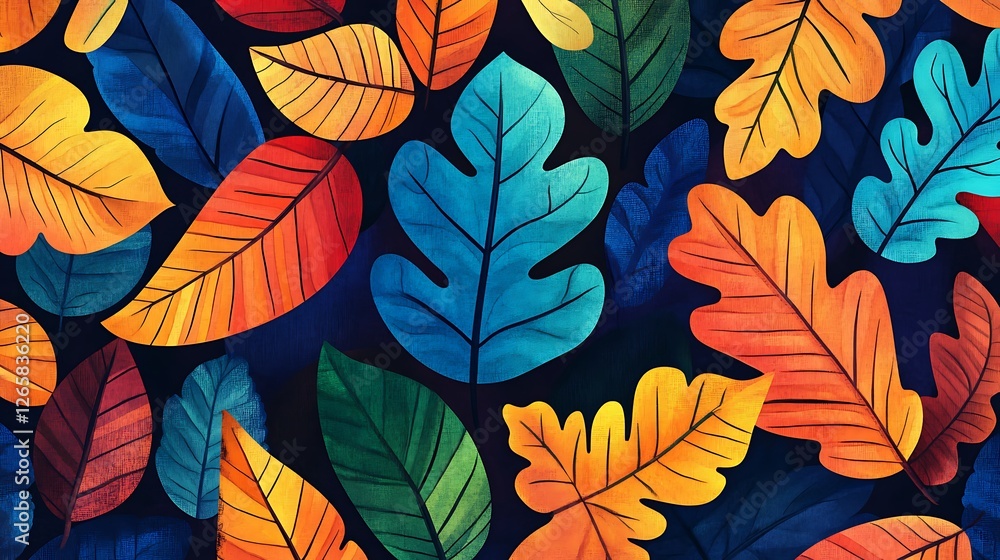 Vivid Colorful Autumn Leaves Abstract Pattern Design Vivid Colorful Autumn Leaves Abstract Pattern Design