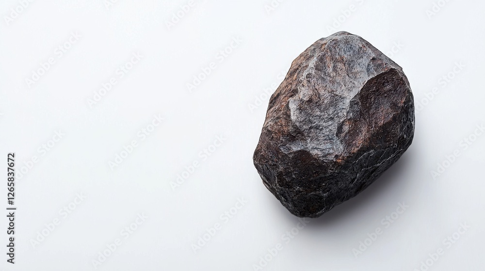 Natural Dark Stone on White Background for Creative Projects Natural Dark Stone on White Background for Creative Projects