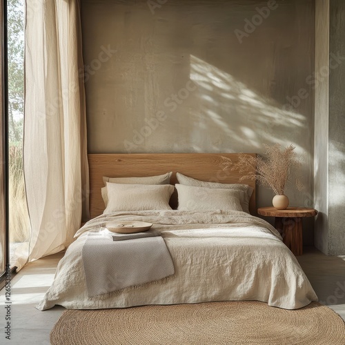Wallpaper Mural Beautifully styled minimalist bedroom featuring natural light and earthy tones Torontodigital.ca