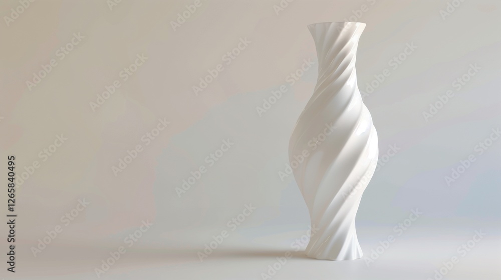 A tall white vase with an elegant design, standing against a plain white background. A tall white vase with an elegant design, standing against a plain white background.