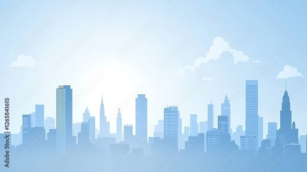 Serene City Skyline Under a Pale Blue Sky Serene City Skyline Under a Pale Blue Sky