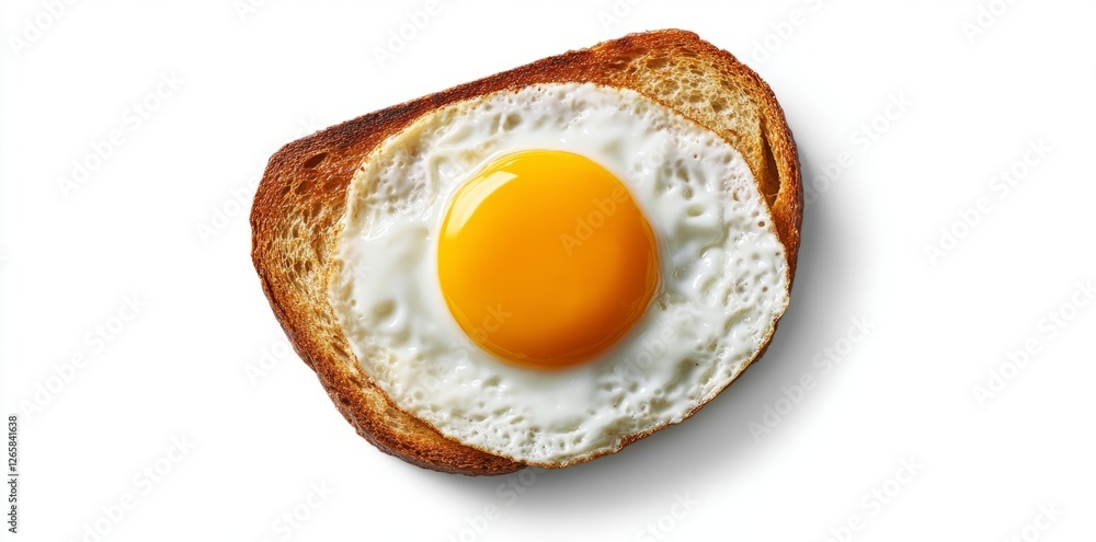 The perfect breakfast: a perfectly poached egg sunny side up with a vibrant golden yolk on a slice of crispy, golden-brown toast. Ideal for food photography, menu design, or breakfast-themed visuals. The perfect breakfast: a perfectly poached egg sunny side up with a vibrant golden yolk on a slice of crispy, golden-brown toast. Ideal for food photography, menu design, or breakfast-themed visuals.