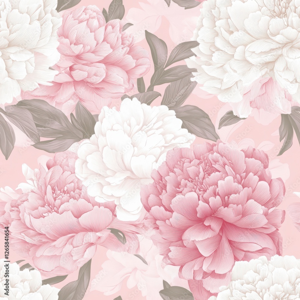 Elegant Peonies Seamless Pattern Elegant Peonies Seamless Pattern