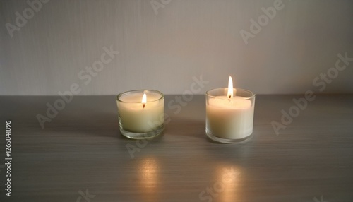 Wallpaper Mural 두 개의 향초가 함께 타오르는 조용한 방 안. 따뜻한 촛불빛이 부드럽게 퍼진다 Torontodigital.ca