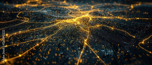 Wallpaper Mural Golden Illuminated City Network at Night Torontodigital.ca