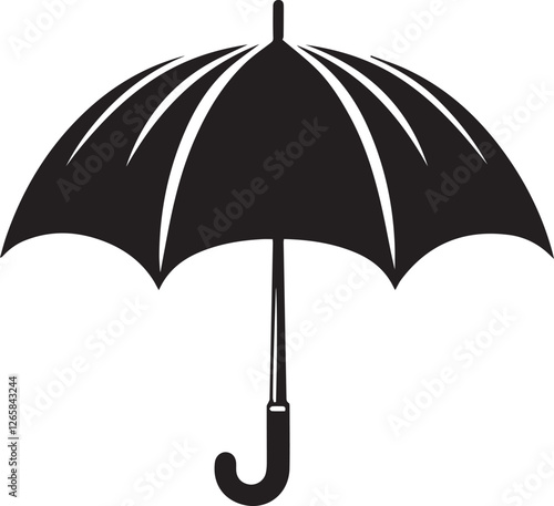 umbrellas silhouette on white background, isolated, vector