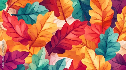 Wallpaper Mural Vibrant Autumn Leaves Colorful Fall Foliage Pattern Torontodigital.ca