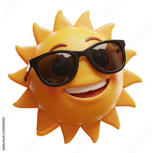 sol com óculos verão 3d fundo transparente