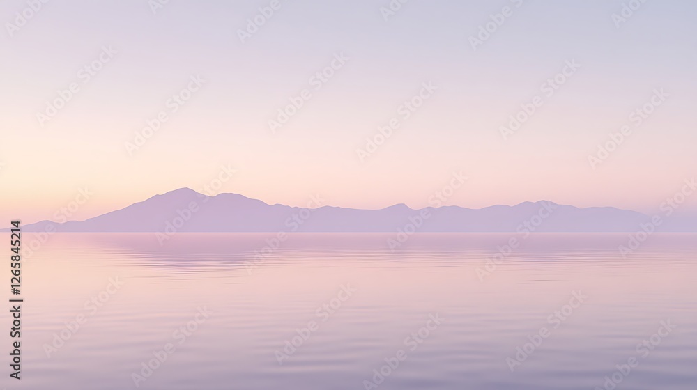 Serene Sunset Over Calm Water And Distant Mountains Serene Sunset Over Calm Water And Distant Mountains