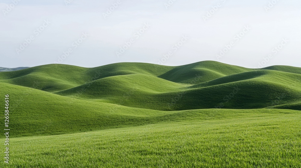 Rolling Green Hills Under Pale Sky Rolling Green Hills Under Pale Sky