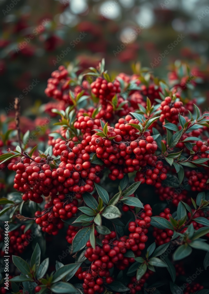 Lush bush with vibrant red berries in a serene setting bokeh red bokeh abstract background glow design light texture effect sparkle Lush bush with vibrant red berries in a serene setting bokeh red bokeh abstract background glow design light texture effect sparkle