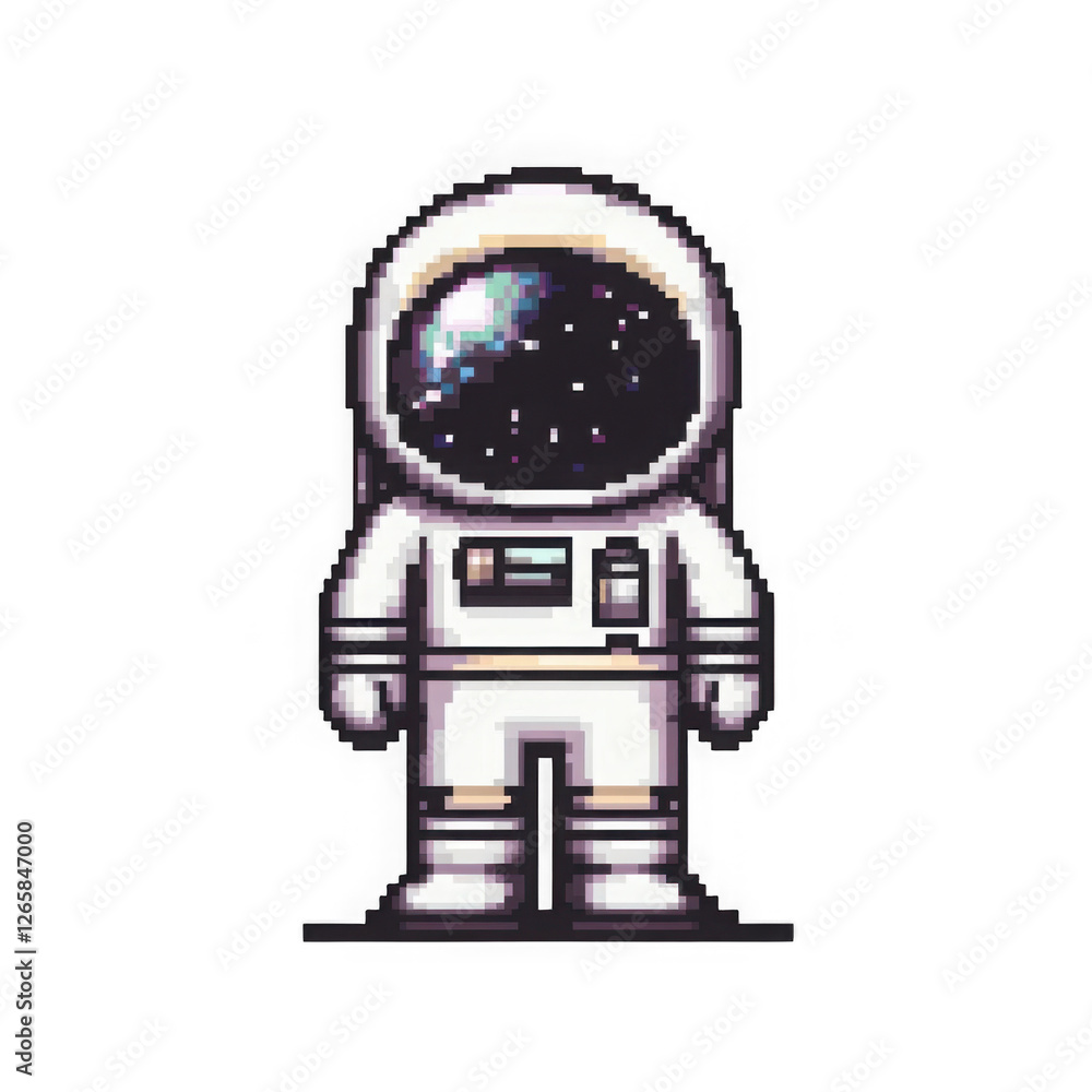 Retro 8 Bit Astronaut Character Icon for Space Exploration Design isolated Retro 8 Bit Astronaut Character Icon for Space Exploration Design isolated