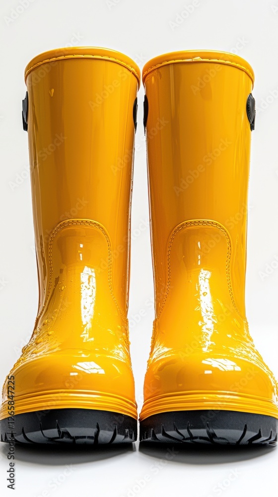 Bright Yellow Rubber Boots for Rainy Weather and Outdoor Activities Bright Yellow Rubber Boots for Rainy Weather and Outdoor Activities