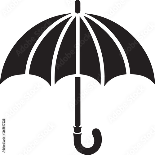 umbrellas silhouette on white background, isolated, vector