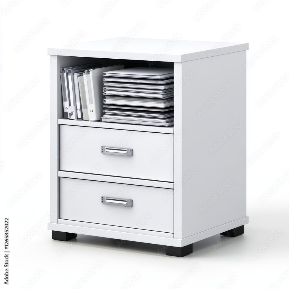 Modern White Nightstand with Drawers and Open Shelf for Office or Home Storage Solutions Modern White Nightstand with Drawers and Open Shelf for Office or Home Storage Solutions