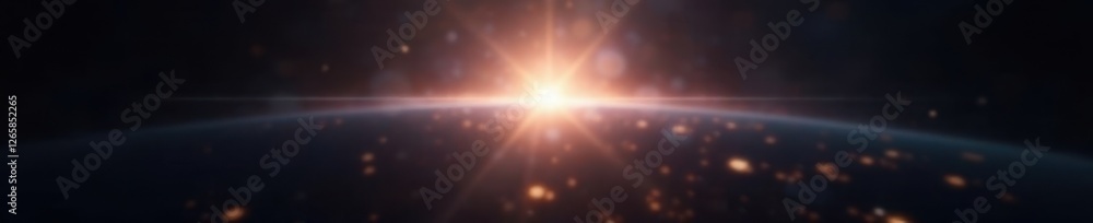 Obraz premium Blurred white light radiating outward, black canvas, beam, smooth, bokeh