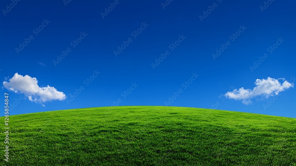 Fototapeta premium Lush Green Hill Under a Vivid Blue Sky