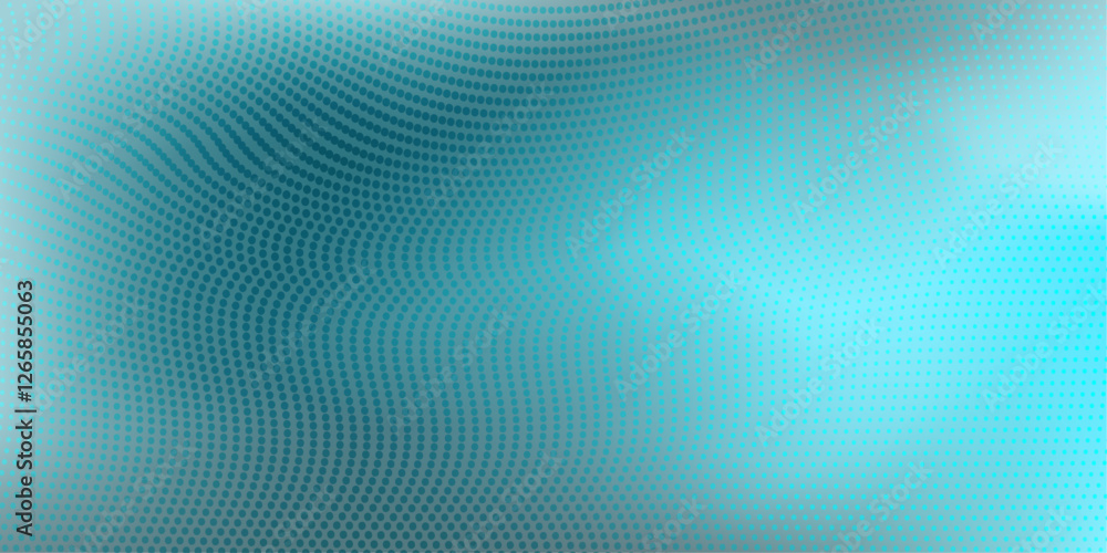 Futuristic Cyan Halftone Wave Pattern. Flowing Blue Gradient with Optical Dots Futuristic Cyan Halftone Wave Pattern. Flowing Blue Gradient with Optical Dots
