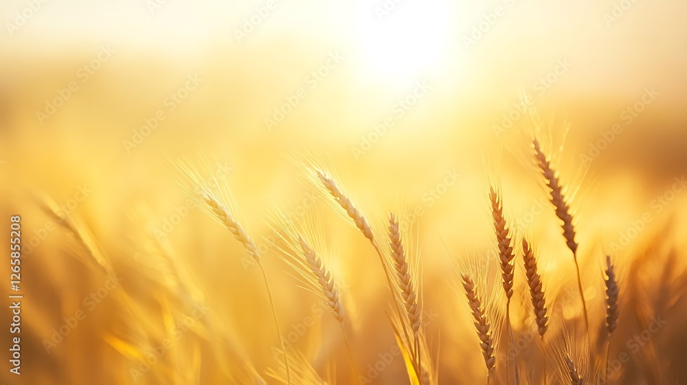 Golden Wheat Stalks Illuminated by Sunset Glow Golden Wheat Stalks Illuminated by Sunset Glow