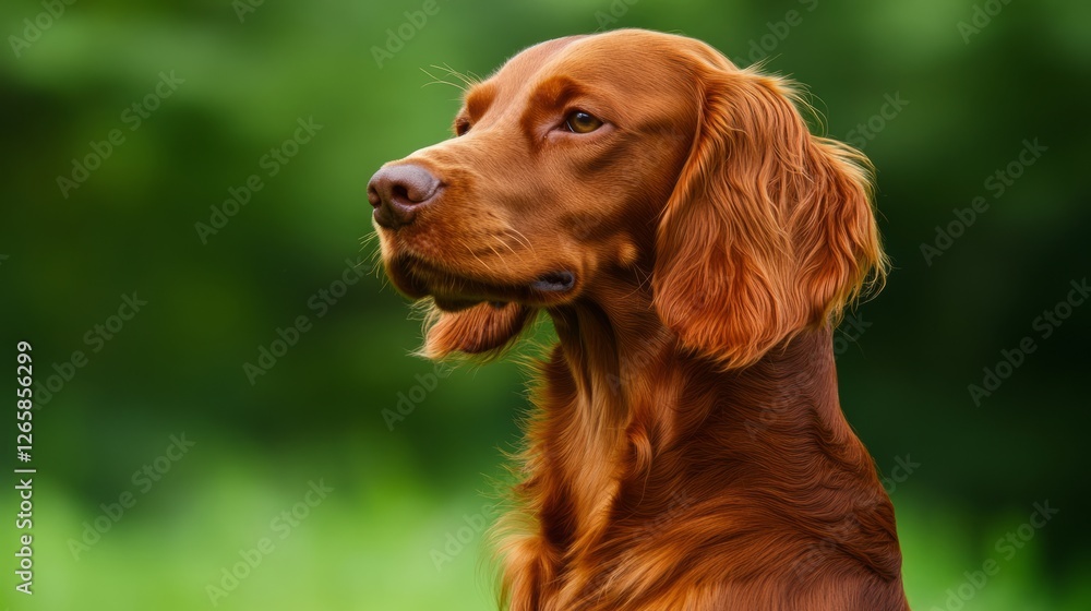 An Irish setter's gentle gaze, framed by soft light, evokes warmth and loyalty. An Irish setter's gentle gaze, framed by soft light, evokes warmth and loyalty.