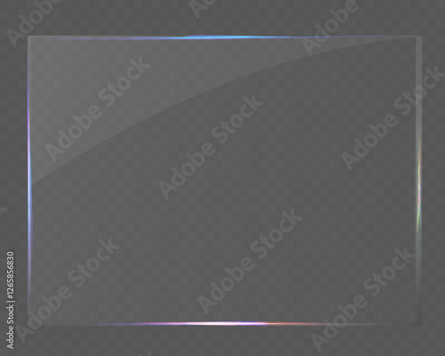 Glass transparent overlay with realistic glare and light reflection effect.