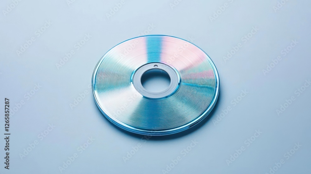 Iridescent CD On Blue Background Iridescent CD On Blue Background