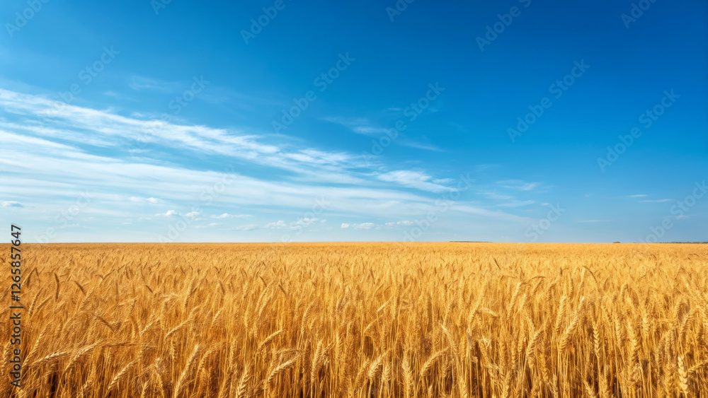 Gentle waves of wheat vast cornfield under a cerulean sky nature scene tranquil atmosphere Gentle waves of wheat vast cornfield under a cerulean sky nature scene tranquil atmosphere