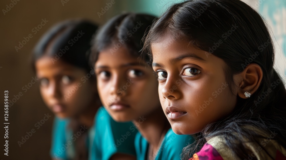 Schoolgirls attentively studying in a classroom, embodying focus and dedication to learning. Schoolgirls attentively studying in a classroom, embodying focus and dedication to learning.