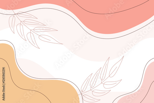 Abstract background with botanical elements in pastel colors. Trendy modern vector illustration