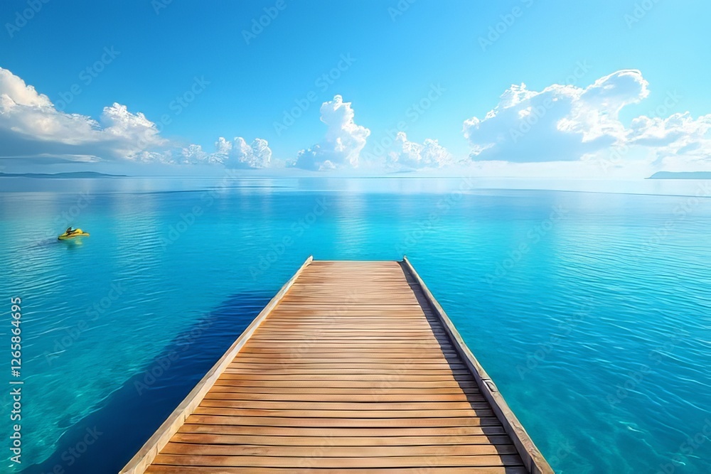 Obraz premium Tranquil Wooden Pier Extends into a Pristine Turquoise Ocean