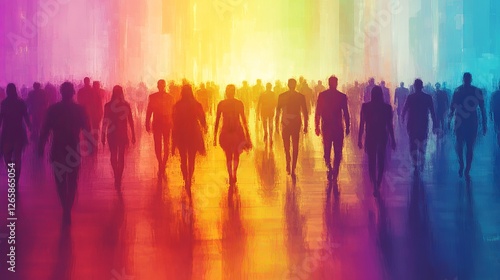 Wallpaper Mural Crowd Of People Walking Into Bright Light. The Future Is Bright. Concept For Business, Career, Hope, And Teamwork. Torontodigital.ca