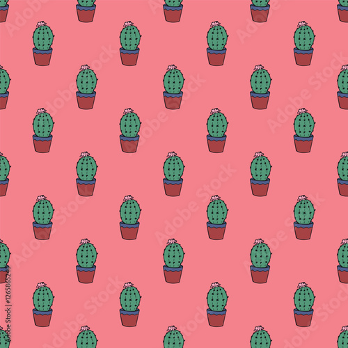 Seamless pattern with cactus doodle for decorative print, wrapping paper, greeting cards and fabric