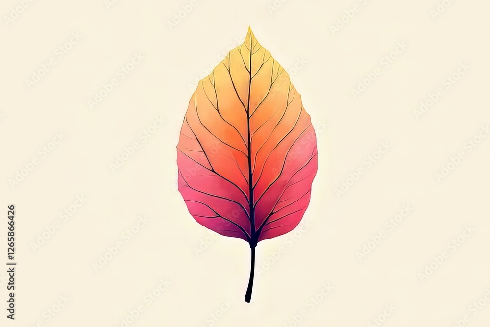 Fototapeta premium Vibrant Autumn Leaf Illustration, Watercolor Style, Nature Art Print