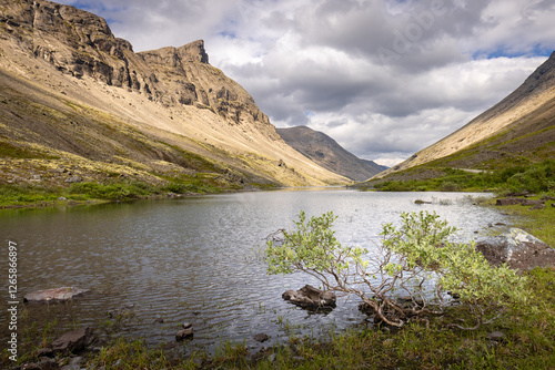 Long Lake in the Khibiny mountain range on a summer day photo