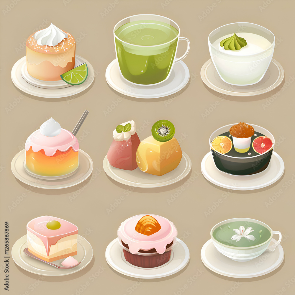 A delightful collection of cakes. pastries. and tea. Sweet treats and delightful desserts. A delightful collection of cakes. pastries. and tea. Sweet treats and delightful desserts.