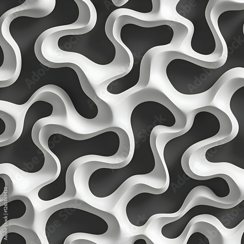 Abstract Monochrome 3D Render. Modern Geometric Pattern for Wallpaper and Background