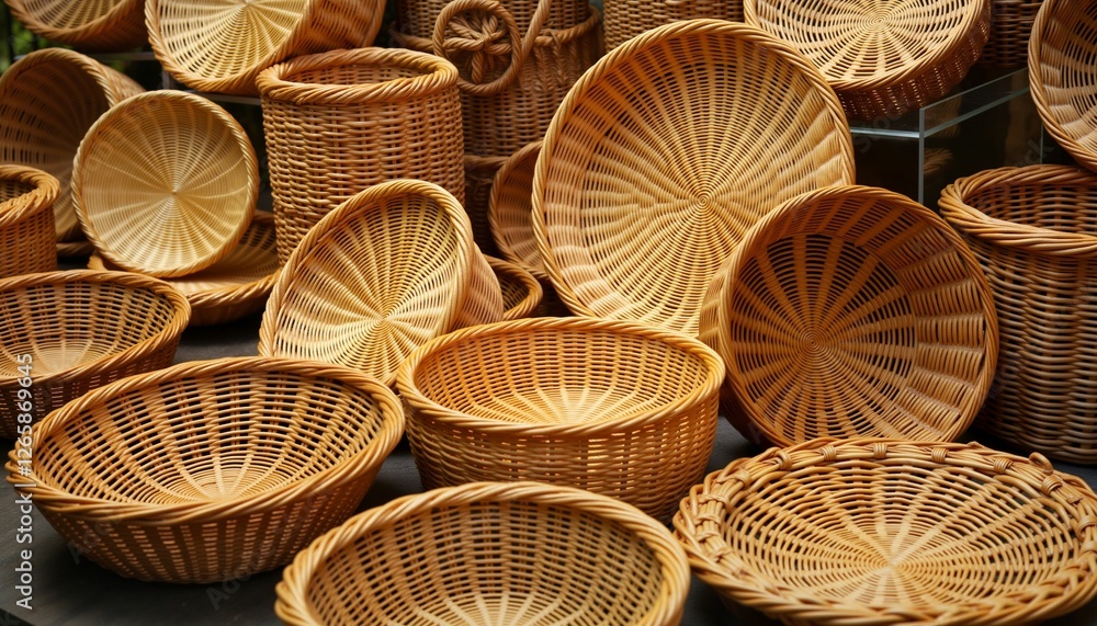 Woven baskets displayed in natural setting Woven baskets displayed in natural setting