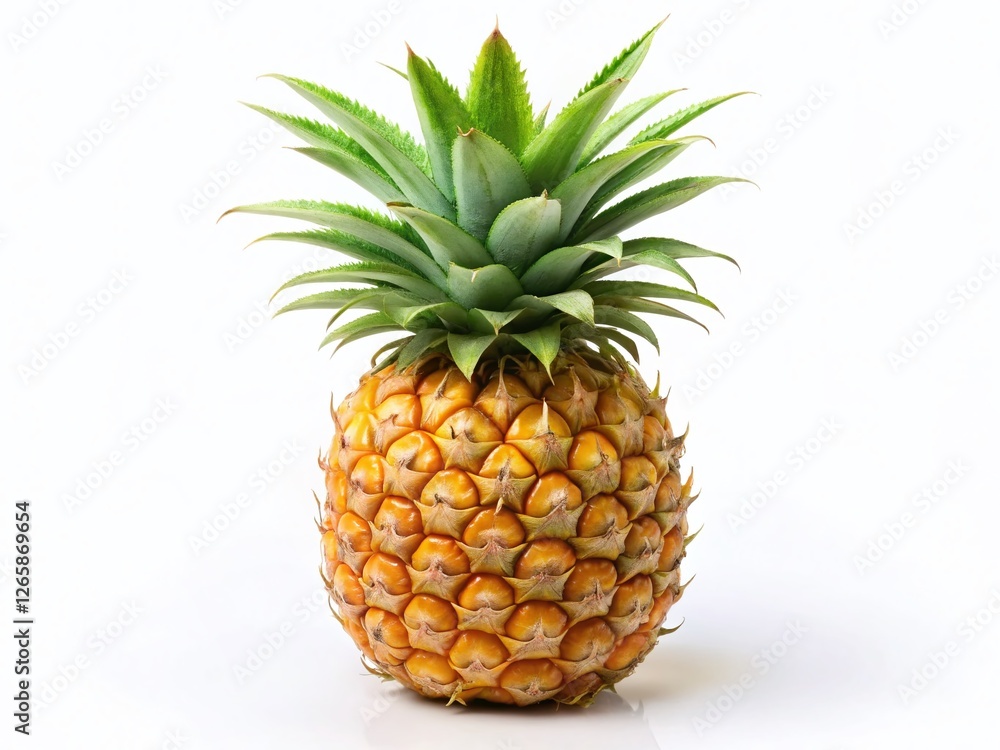 Fototapeta premium Juicy Pineapple Isolated on White Background - Fresh Tropical Fruit Stock Photo