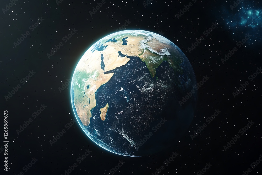 Epic view of a distant planet surrounded by a vibrant cosmic landscape and stars set against the vastness of space Epic view of a distant planet surrounded by a vibrant cosmic landscape and stars set against the vastness of space